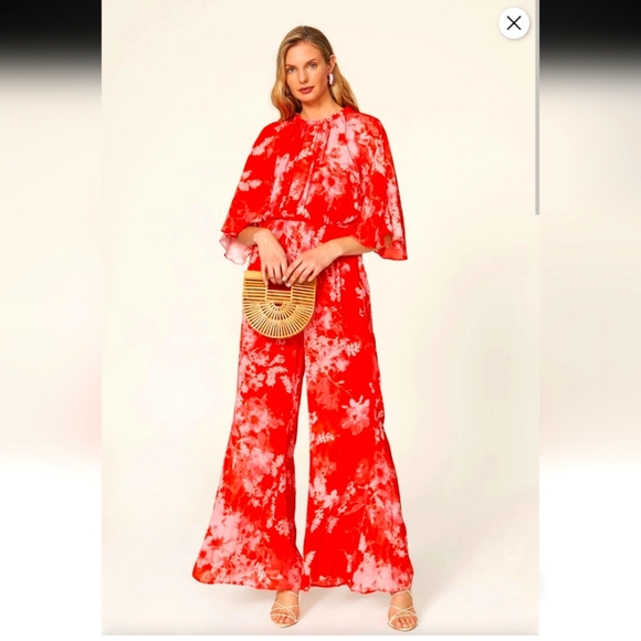 Pinko Pants - NWT PINKO Aquarius Tuta Jumpsuit  wide leg flutter sleeve pink sz 46 us 14